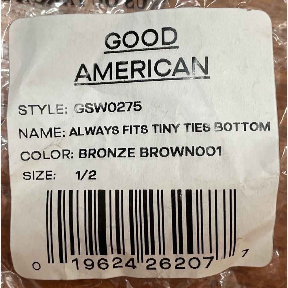 New Good American Always Fits Tiny Ties Bikini Bottom Bronze Brown Sz 1/2 S-M - Picture 9 of 13